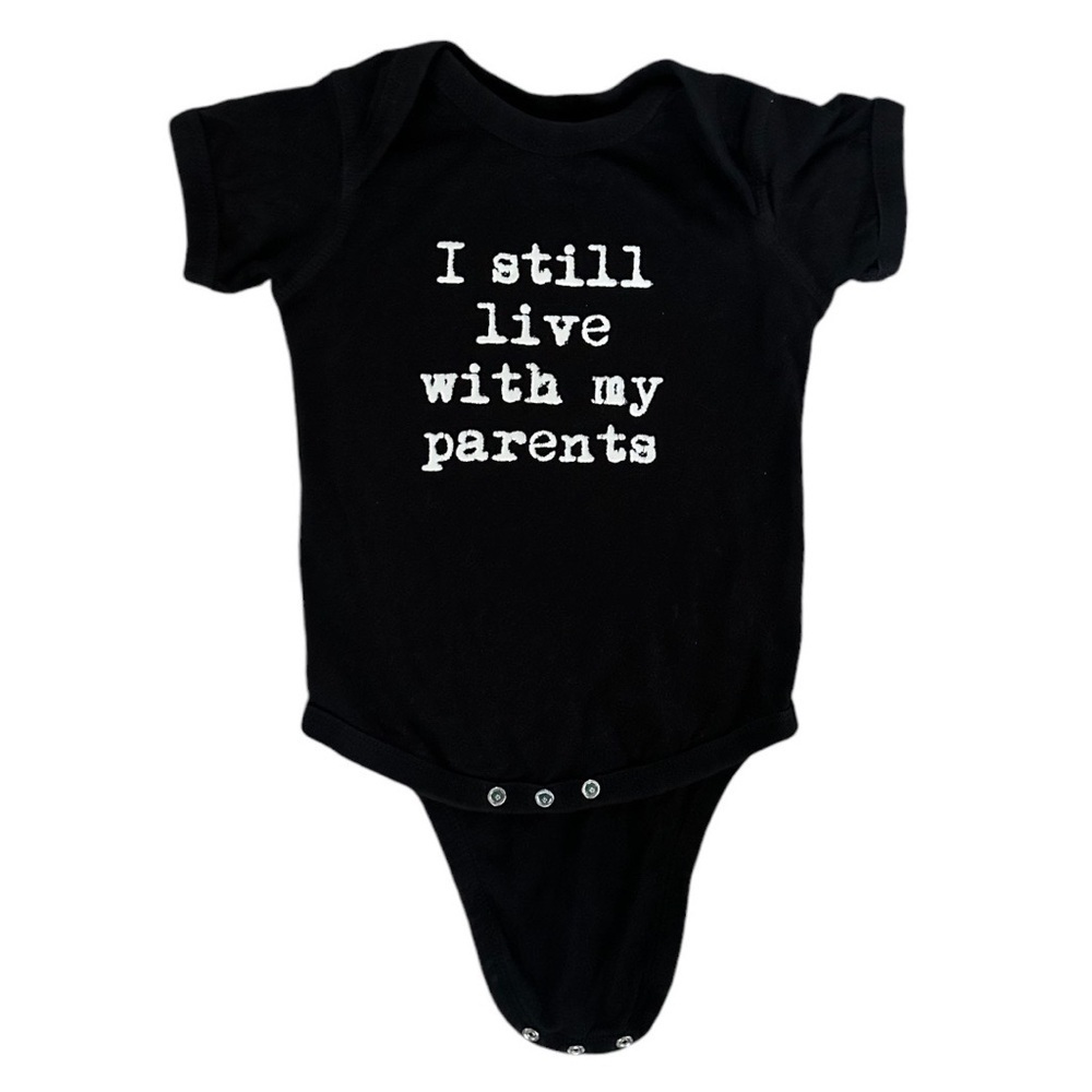 ‘I Still Live with My Parents’ Boutique Baby Bodysuit Size 12 months euc